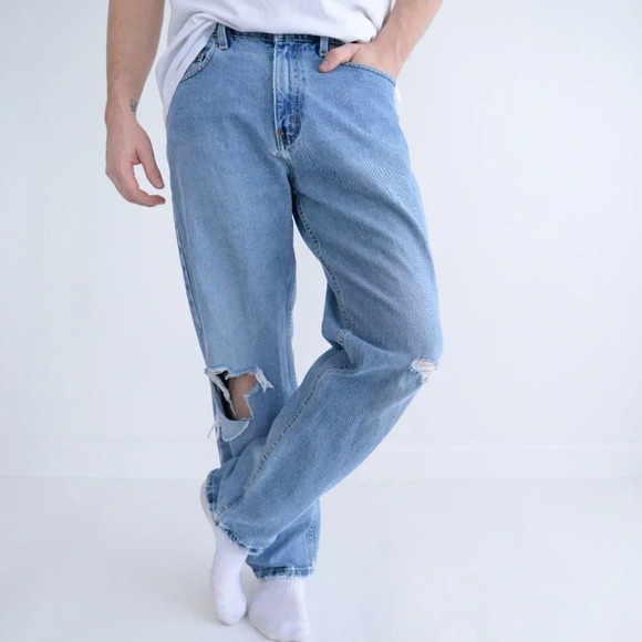 Vintage Ralph Lauren Polo Jeans Company Blue Distressed Relaxed Size 32x30 - Picture 2 of 16